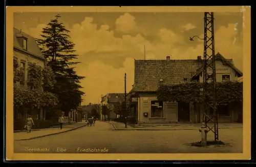 AK Geesthacht /Elbe, Partie in der Friedhofstrasse mit Tabakgeschäft
