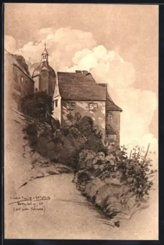 Künstler-AK Dornburg, Das alte Schloss
