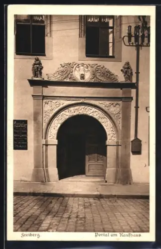 AK Freiberg, Portal am Kaufhaus, Sächsische Heimatschutz-Postkarte