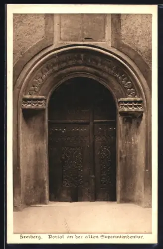 AK Freiberg, Portal an der alten Superintendentur, Sächsische Heimatschutz-Postkarte