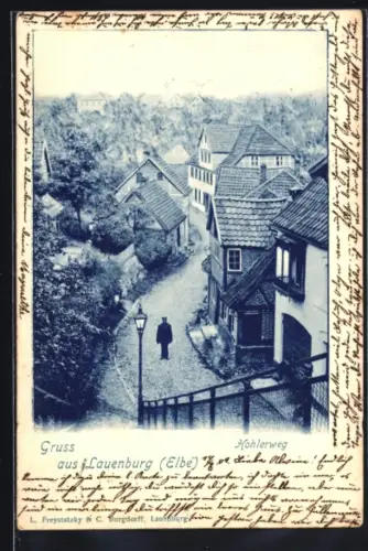 AK Lauenburg /Elbe, Strasse Hohlerweg mit Treppe