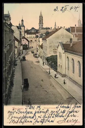 AK Bautzen, Steinstrasse aus der Vogelschau