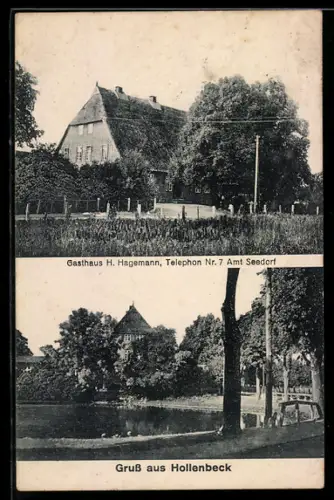 AK Hollenbeck, Gasthaus H. Hagemann, Weiher im Ort