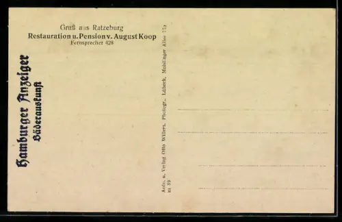 AK Ratzeburg, Restaurant August Koop, Automobile