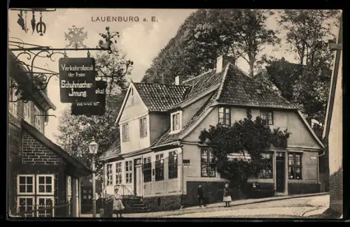 AK Lauenburg a. E., Verkehrslokal der freien Schuhmacher-Innung