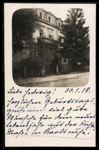 AK Karlsruhe, Haus in der Fichtestrasse