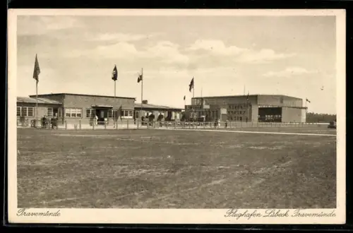 AK Travemünde, Flughafen Lübeck-Travemünde, Halle und Flughafengebäude