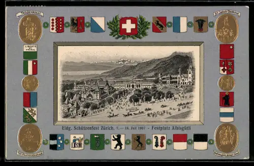 AK Zürich, Festplatz Albisgütli, Eidg. Schützenfest, 7. - 18. Juli 1907