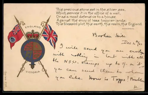 AK Wappen von England, Wales und Irland, mit Union Jack