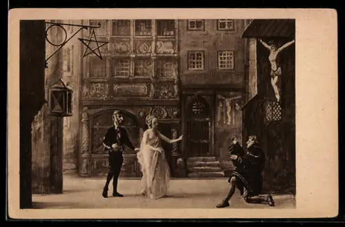 AK Marieonettentheater Münchener Künstler, Das alte deutsche Faustspiel, Mephistopheles lässt Helena erscheinen