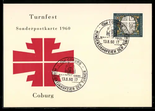 AK Coburg, Turnfest 1960 mit Logo