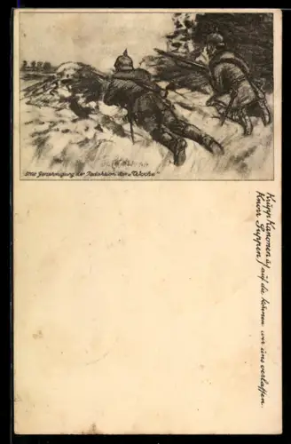 AK Soldaten nehmen den Feind ins Visier, Reklame für Knorr-Suppen und Krupp-Kanonen