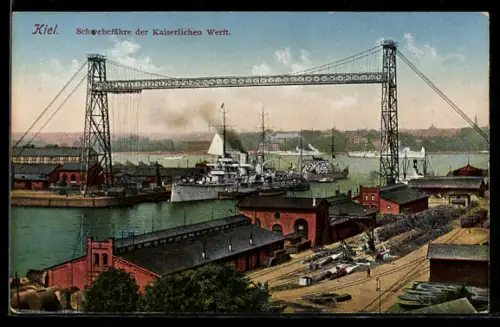 AK Kiel, Schwebefähre der kaiserlichen Werft im Hafen