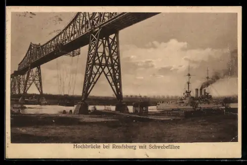 AK Rendsburg, Hochbrücke mit Schwebefähre