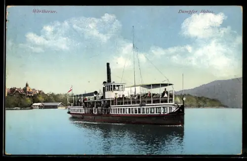 AK Wörthersee, Dampfer Helios mit Blick zum Ofer