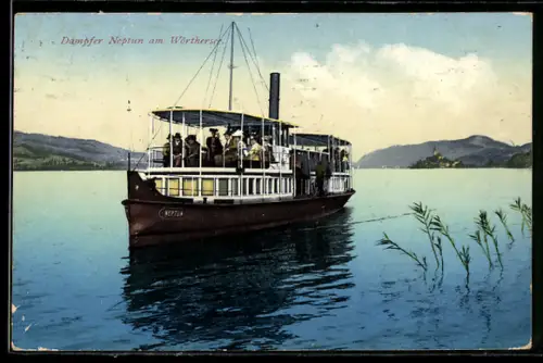 AK Wörther-See, Dampfer Neptun in Fahrt