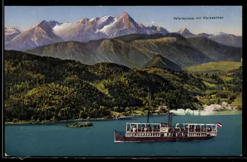 AK Wörthersee, Dampfer mit Karawanken