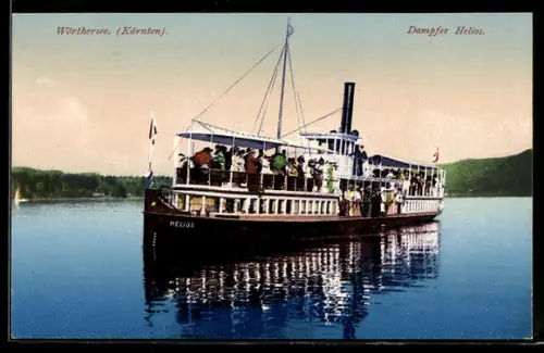 AK Wörthersee, Dampfer Helios auf dem Wasser