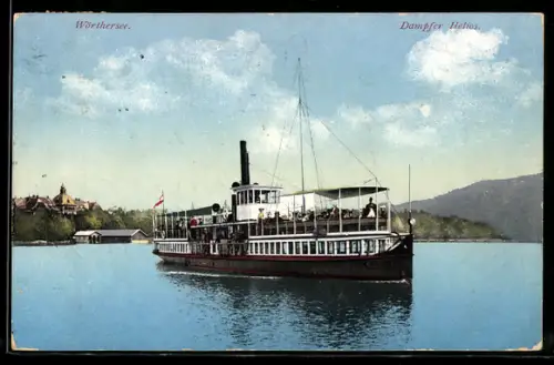 AK Wörthersee, Dampfer Helios mit Blick zum Ufer