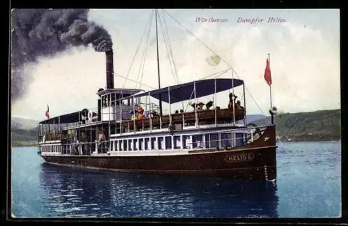 AK Wörthersee, Dampfer Helios unter Volldampf