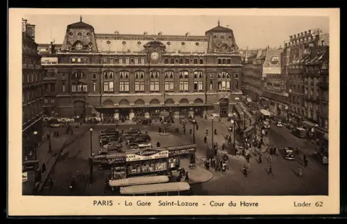 AK Paris, La Gare Saint-Lazare, Cour du Havre