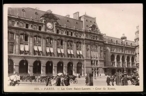 AK Paris, La Gare Saint-Lazare, Cour de Rome