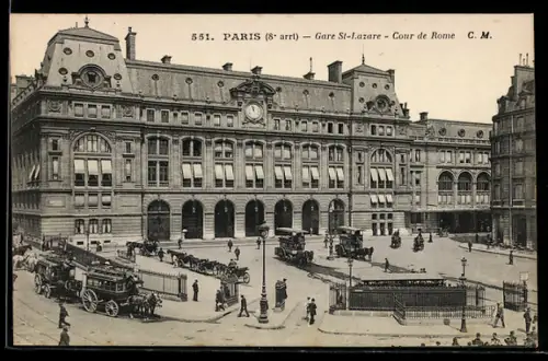AK Paris, Gare St-Lazare, Cour de Rome