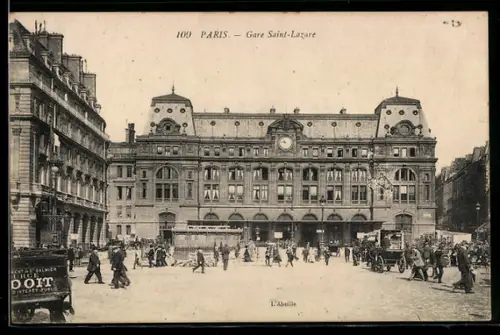 AK Paris, Gare Saint-Lazare et la vie animée de la place adjacente