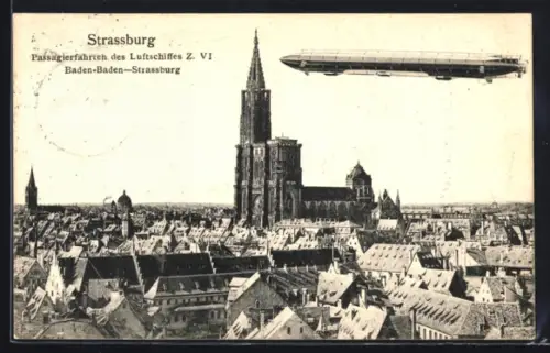 AK Strassburg, Passagierfahrt des Luftschiffs Z. VI auf der Linie Baden-Baden bis Strassburg
