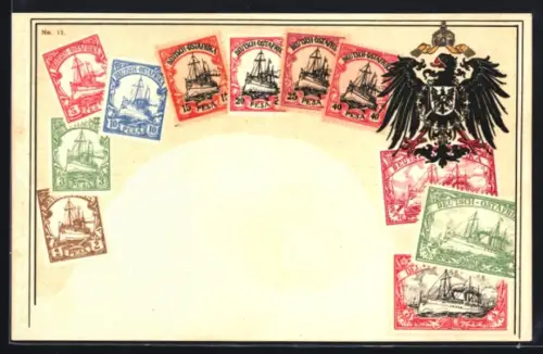 AK Deutsch-Ostafrika, Briefmarken aus der deutschen Kolonie