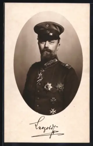 AK Heerführer Leopold IV. zur Lippe mit Pour le Mérite und Eisernes Kreuz