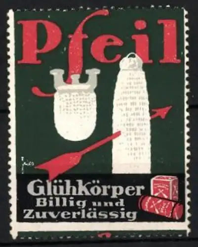 Reklamemarke Pfeil, Pfeil Glühkörper, Zwei Glühkörper