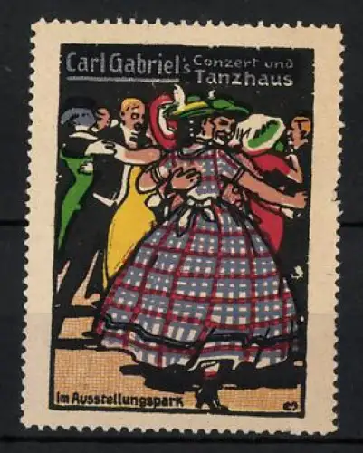 Reklamemarke Ausstellungspark, Carl Gabriel`s Concert und Tanzhaus, Tänzergruppe