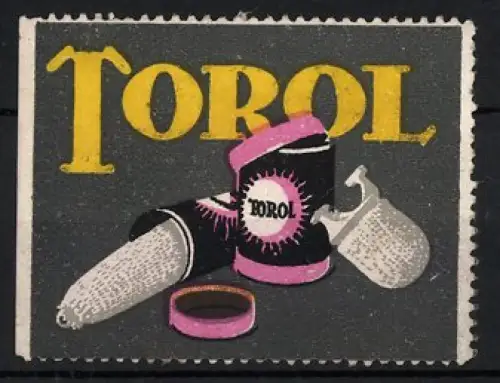 Reklamemarke Torol, Glühstrümpfe und Verpackung