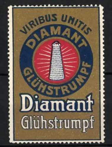 Reklamemarke Diamant Glühstrumpf, Glühstrümpf-Logo mit Strahlen