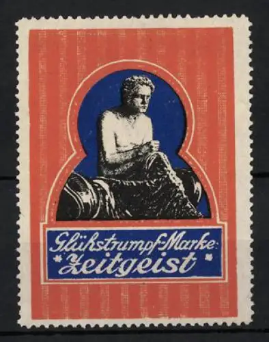 Reklamemarke Glühstrümpf-Marke Zeitgeist, Sitzende Figur