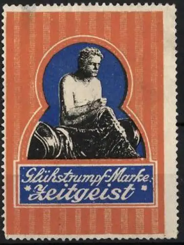 Reklamemarke Zeitgeist, Glühtstrumpf-Marke, sitzende Figur