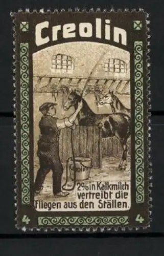 Reklamemarke Creolin, Stallpflege mit Kalkmilch