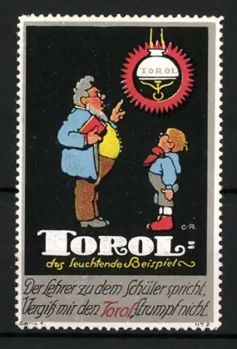 Reklamemarke Torol, Das leuchtende Beispiel, Lehrer und Schüler, Lampe