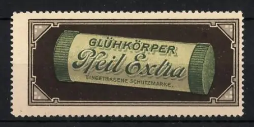 Reklamemarke Glühkörper Pfeil Extra, Zylinderform