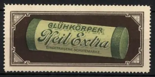 Reklamemarke Glühkörper Pfeil Extra, Glühkörper-Packung