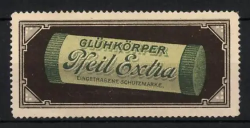 Reklamemarke Glühkörper Pfeil Extra, Glühkörper-Packung