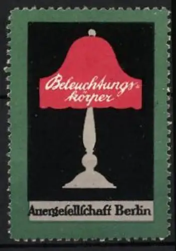 Reklamemarke Berlin, Auergesellschaft, Beleuchtungskörper, Rote Tischlampe