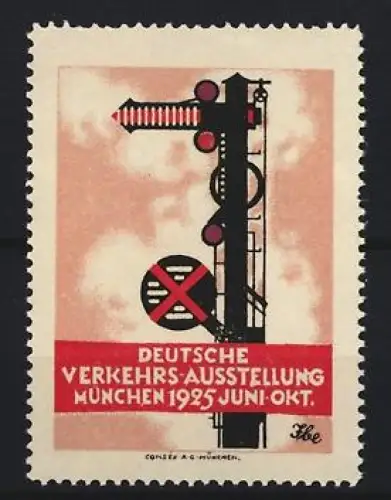 Reklamemarke München, Deutsche Verkehrsausstellung 1925 Juni-Okt., Signalmast