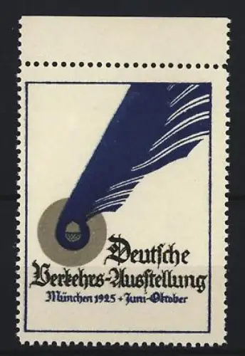 Reklamemarke München, Deutsche Verkehrs-Ausstellung 1925, Feder und Rad als Symbol