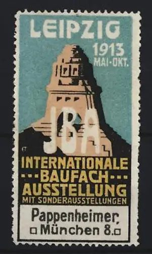 Reklamemarke Leipzig 1913, Internationale Baufach-Ausstellung, Völkerschlachtdenkmal