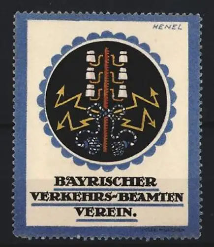 Reklamemarke Bayern, Bayrischer Verkehrs-Beamten Verein, Blitz und Telefonhörer