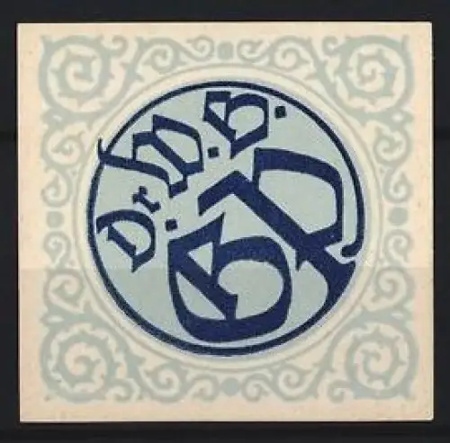 Reklamemarke Dr. W. B., Ornamentales Design, dekorative Schriftzüge
