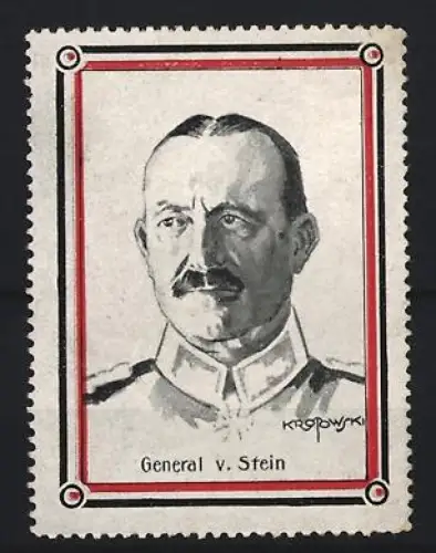 Künstler-Reklamemarke General v. Stein, Porträt von Kropowski