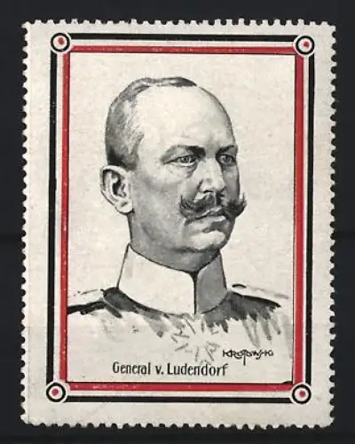 Künstler-Reklamemarke General v. Ludendorff, Porträt von Krotowski